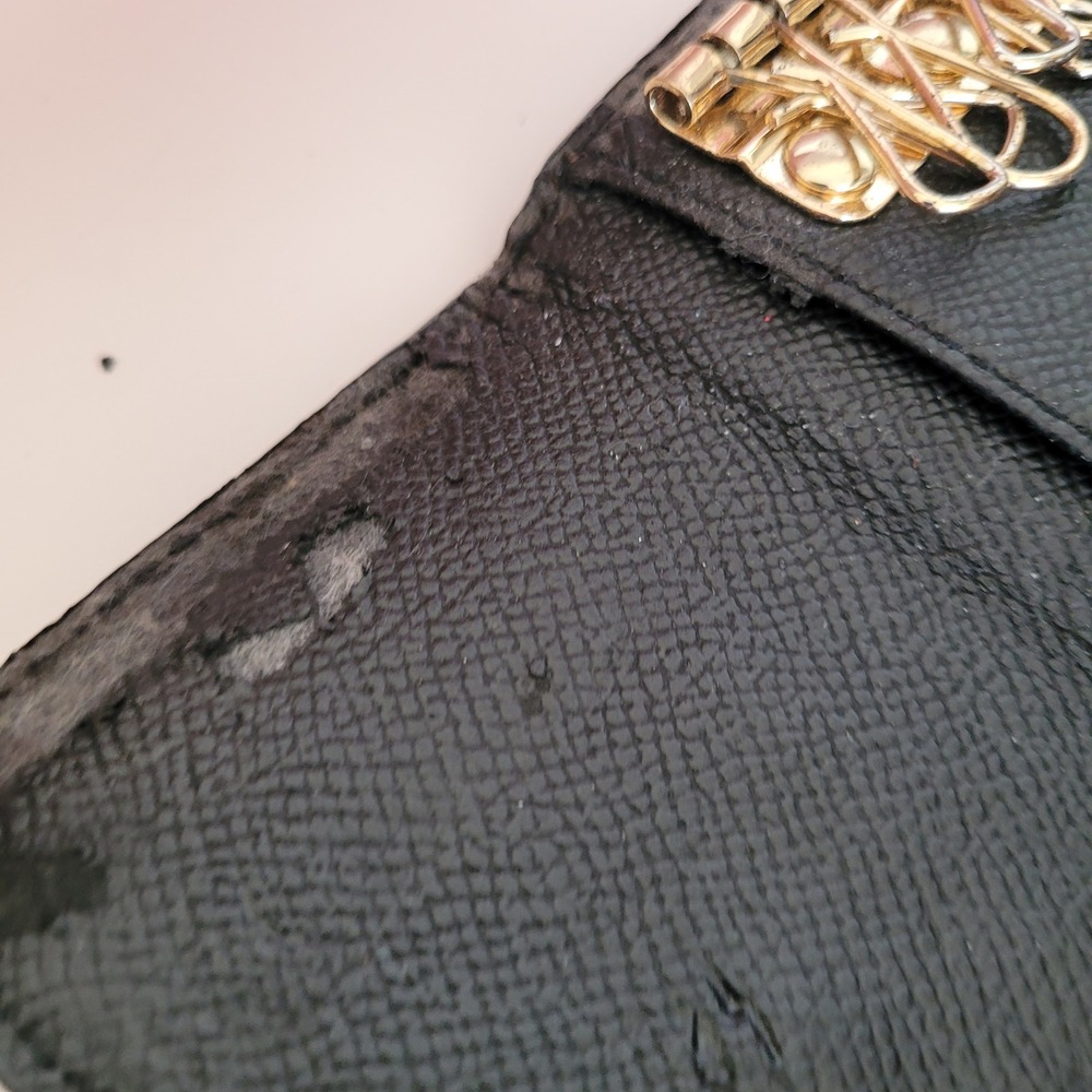 Coach Signature Monogram 6 Ring Key Case Brown Black Coated Canvas Wallet - Picture 7 of 10